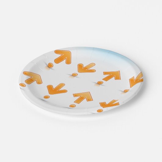 Orange Arrows Pappteller (Schrägansicht)