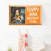 Orange Art Deco 30. Foto Geburtstag Banner (Insitu)