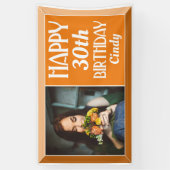 Orange Art Deco 30. Foto Geburtstag Banner (Vertikal)