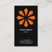 Orange Art Deco Blume Star - Schwarz Visitenkarte (Rückseite)