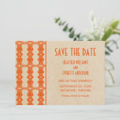 Orange Art Deco Border Save the Date einladen Einladung (Stehend Vorderseite)