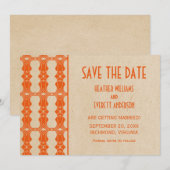Orange Art Deco Border Save the Date einladen Einladung (Vorne/Hinten)
