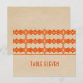 Orange Art Deco Border Tischnummer Postkarte (Vorne/Hinten)