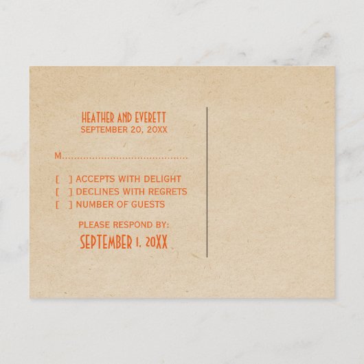 Orange Art Deco Border UAWG Postkarte (Rückseite)