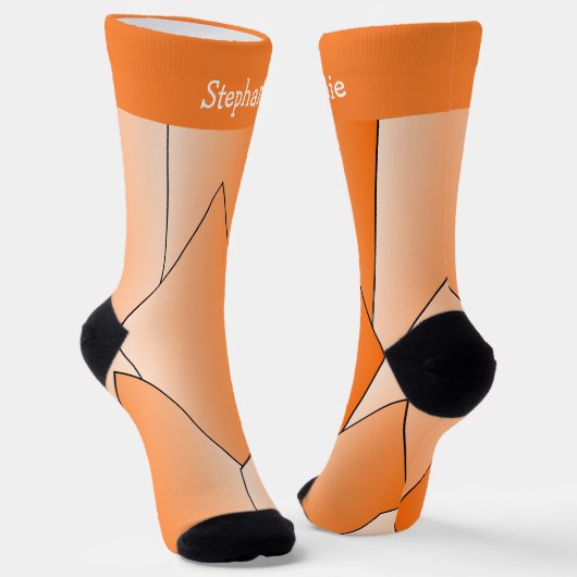Orange Art Deco Design Socken (Gewinkelt)