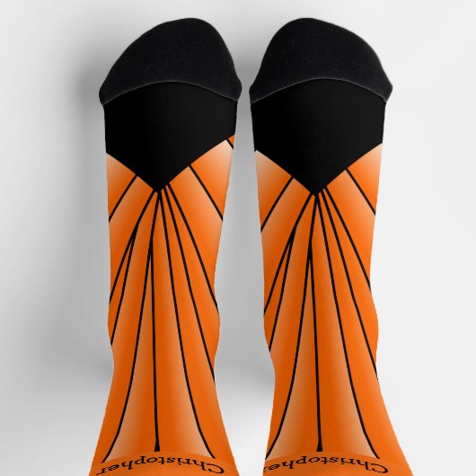 Orange Art Deco Design Socks Socken (Oben)