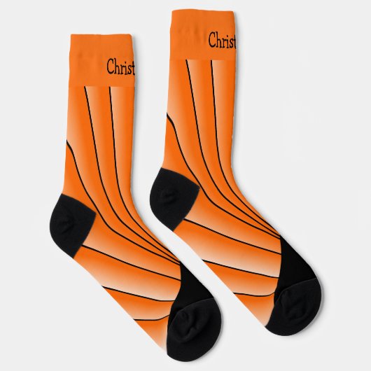 Orange Art Deco Design Socks Socken (Rechts)