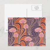 Orange Art Deco Muster Postkarte (Vorne/Hinten)