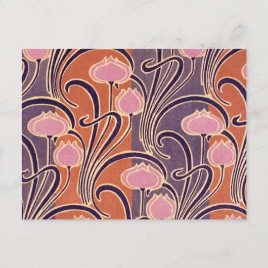 Orange Art Deco Muster Postkarte (Vorderseite)