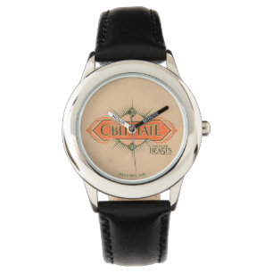 Orange Art Deco Obliviate Zaubergraphie Armbanduhr
