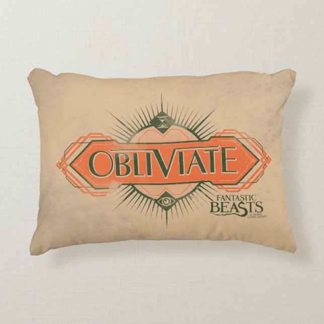 Orange Art Deco Obliviate Zaubergraphie Zierkissen (Vorderseite)