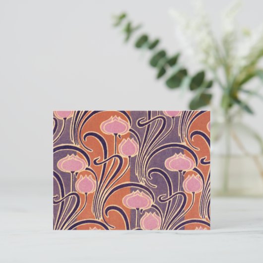 Orange Art Deco Pattern Postkarte (Stehend Vorderseite)