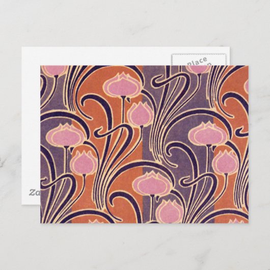 Orange Art Deco Pattern Postkarte (Vorne/Hinten)