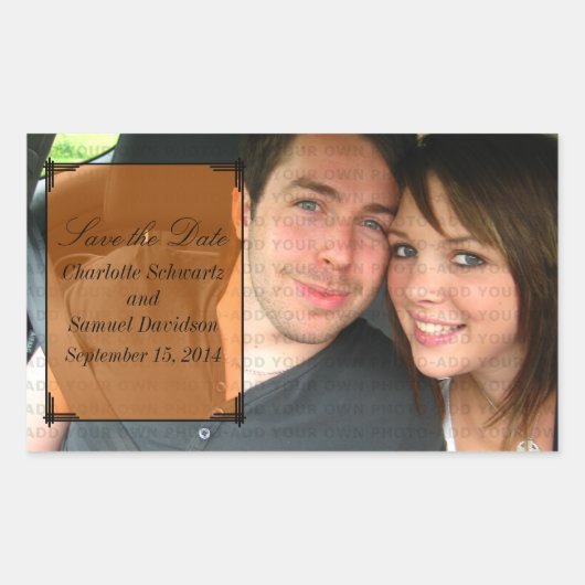 Orange Art Deco Rahmen Save the Date Sticker (Vorderseite)