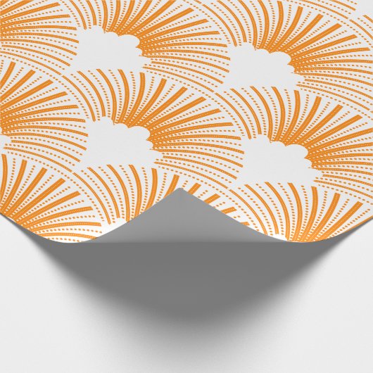 Orange Art-Deko-Muster über weißem Hintergrund Geschenkpapier (Ecke)
