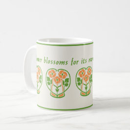 Orange Art Nouveau Blume Kaffee Tasse