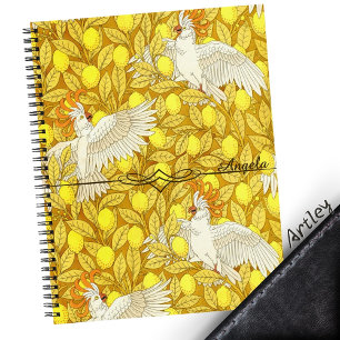 Orange Art Nouveau Cockatoo Lemon Individuelle Nam Notizblock
