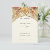 Orange Art Nouveau Save The Date (Stehend Vorderseite)