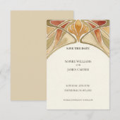 Orange Art Nouveau Save The Date (Vorne/Hinten)