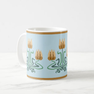 Orange Art Nouveau Tulip Trio Kaffee Tasse