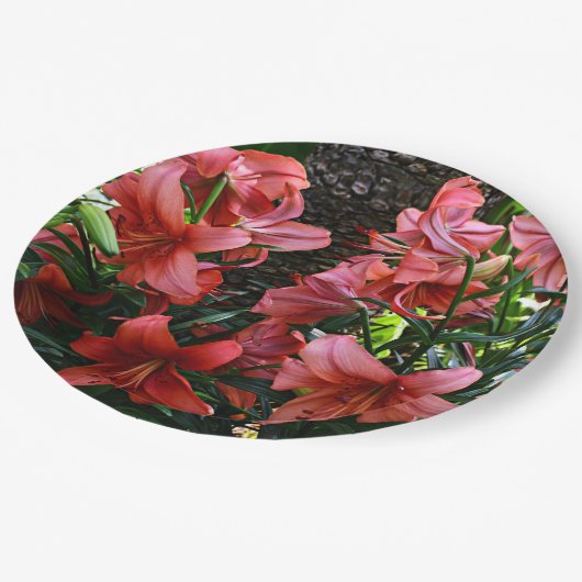 Orange Asiatic Lilies Floral Pappteller (Schrägansicht)