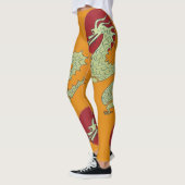 Orange asiatische Drache-Leggings--Golddrache, Leggings (Links)