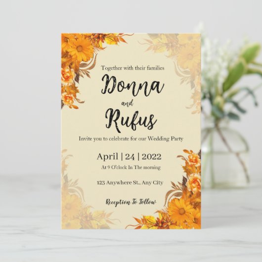 orange-ästhetische Einladung (Stehend Vorderseite)