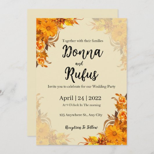 orange-ästhetische Einladung (Vorne/Hinten)