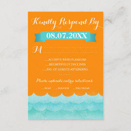 Orange at Sea Nautical Wedding RSVP Cards Karte