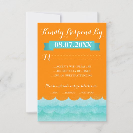 Orange at Sea Nautical Wedding RSVP Cards Karte (Vorderseite)