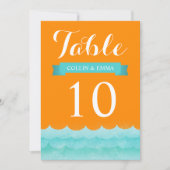 Orange at Sea Nautical Wedding Tischnummern (Vorderseite)