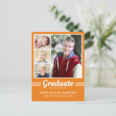 Orange Athletic Multi-Foto Abschluss Postcard Postkarte (Stehend Vorderseite)