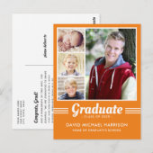 Orange Athletic Multi-Foto Abschluss Postcard Postkarte (Vorne/Hinten)