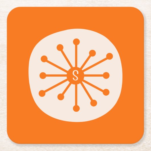 Orange Atom w/Ursprünglich Rechteckiger Pappuntersetzer (Vorderseite)