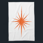 Orange Atomic Sternexplosion Mid Century Handtuch<br><div class="desc">Fügen Sie Ihrer Küche einen farbigen Pop mit diesem zauberhaften,  dunkelorangefarbenen Küchentuch hinzu. Das wird fantastisch aussehen,  wenn man an der Ofentür hängt!</div>