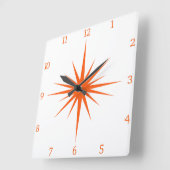 Orange Atomnummer Mitte des Jahrhunderts Sternexpl Quadratische Wanduhr (Winkel)