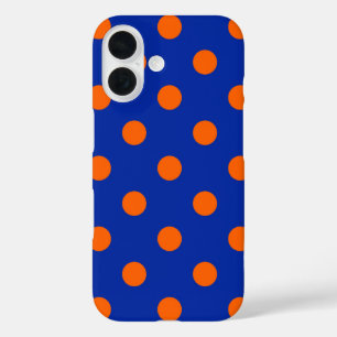 Orange auf Blau Punkte Musterdesign  iPhone 16 Hülle