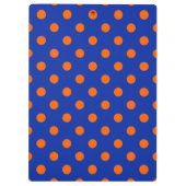 Orange auf Blau Punkte Musterdesign Klemmbrett (Rückseite)