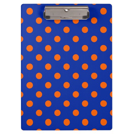 Orange auf Blau Punkte Musterdesign Klemmbrett (Vorderseite)