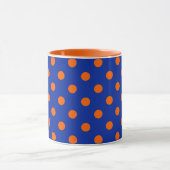 Orange auf Blau Punkte Musterdesign  Tasse (Zentrum)