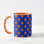Orange auf Blau Punkte Musterdesign  Tasse (Links)