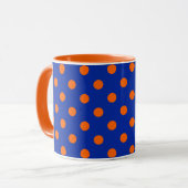 Orange auf Blau Punkte Musterdesign  Tasse (Vorderseite Links)