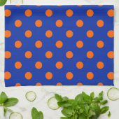 Orange auf blauem Punkte-Muster-Design Geschirrtuch (Gefaltet)
