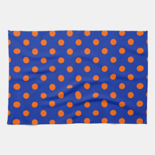 Orange auf blauem Punkte-Muster-Design Geschirrtuch