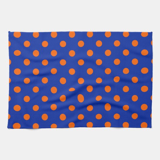 Orange auf blauem Punkte-Muster-Design Geschirrtuch (Horizontal)