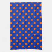Orange auf blauem Punkte-Muster-Design Geschirrtuch (Vertikal)