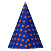 Orange auf blauem Punkte-Musterdesign Partyhütchen (Rückseite)