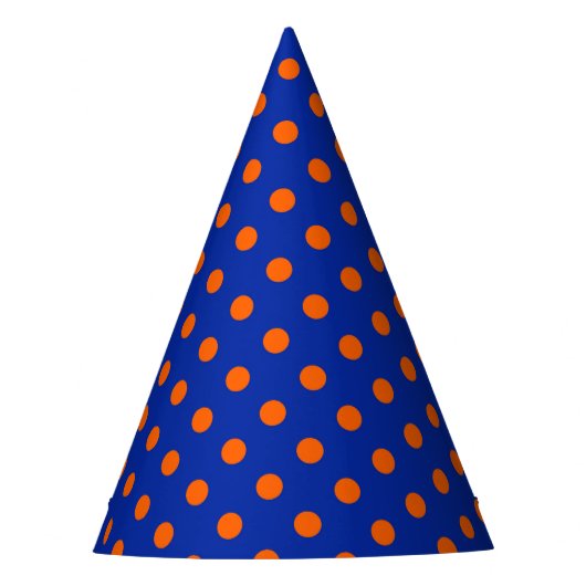 Orange auf blauem Punkte-Musterdesign Partyhütchen (Vorderseite)
