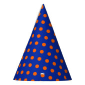 Orange auf blauem Punkte-Musterdesign Partyhütchen (Links)