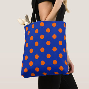 Orange auf blauem Punkte-Musterdesign  Tasche